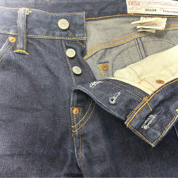 Evisu Selvedge Jeans Mens 30x34 Red Pocket White Seagull Logo Japan Denim RARE - Picture 7 of 16